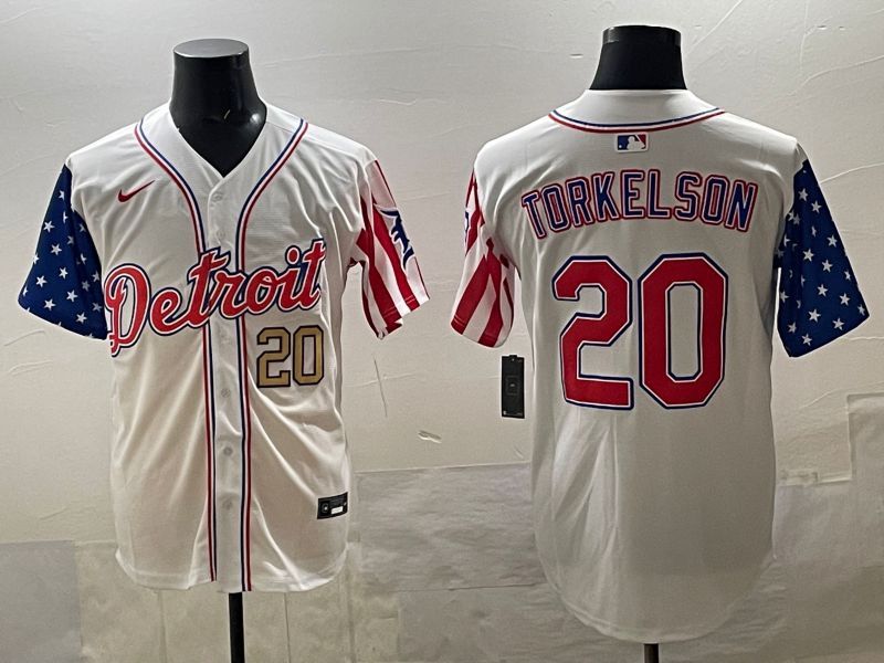 Men Detroit Tigers 20 Torkelson White National Flags 2025 Nike MLB Jersey style 02